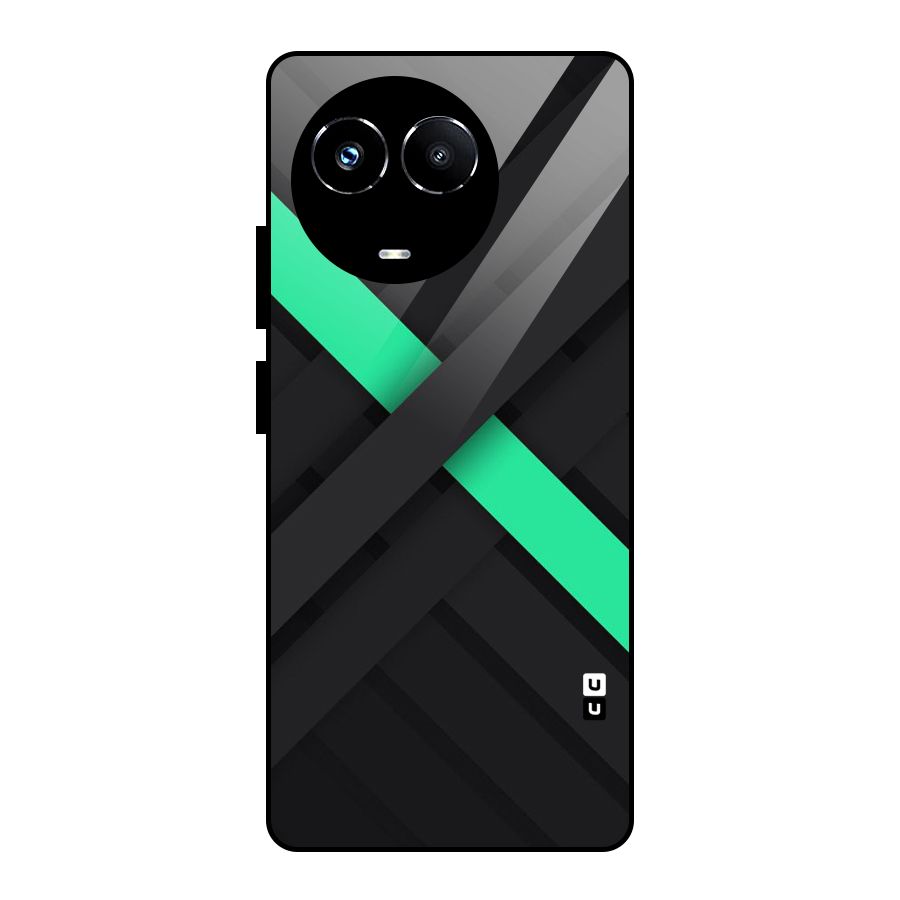 Green Stripe Diagonal Glass Back Case for Realme 11X