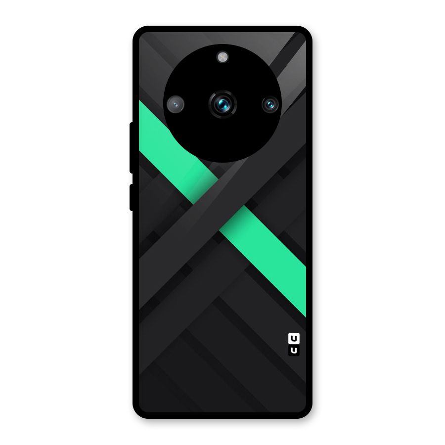 Green Stripe Diagonal Glass Back Case for Realme 11 Pro Plus