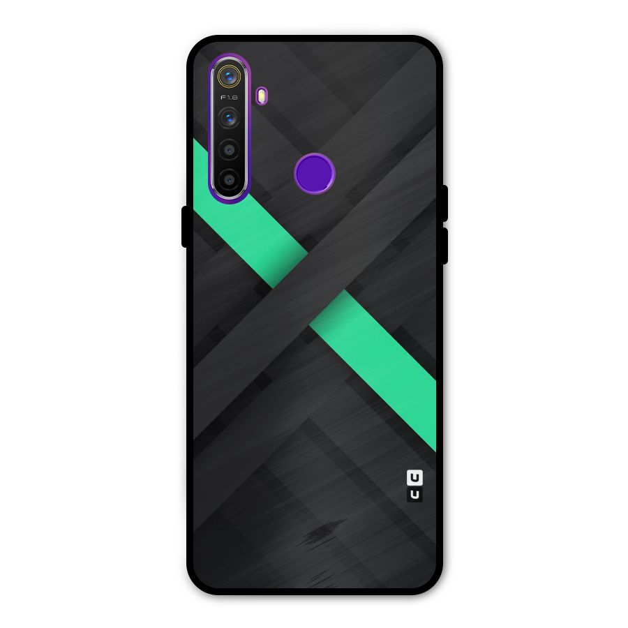 Green Stripe Diagonal Glass Back Case for Realme 5s