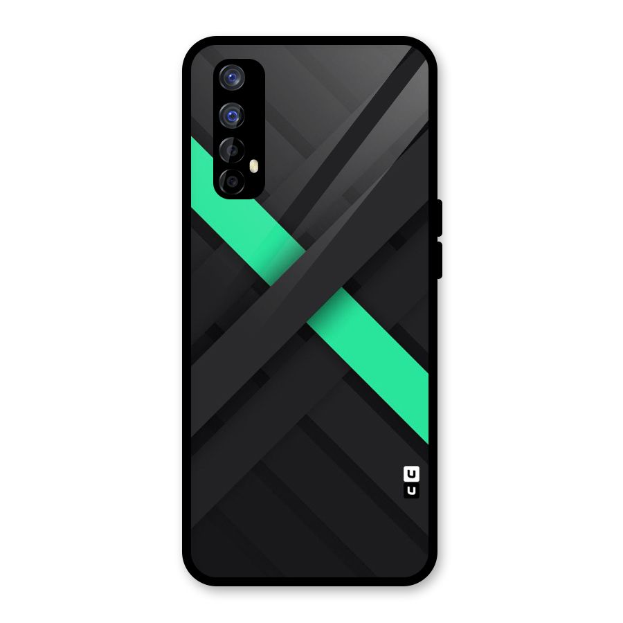 Green Stripe Diagonal Glass Back Case for Realme 7