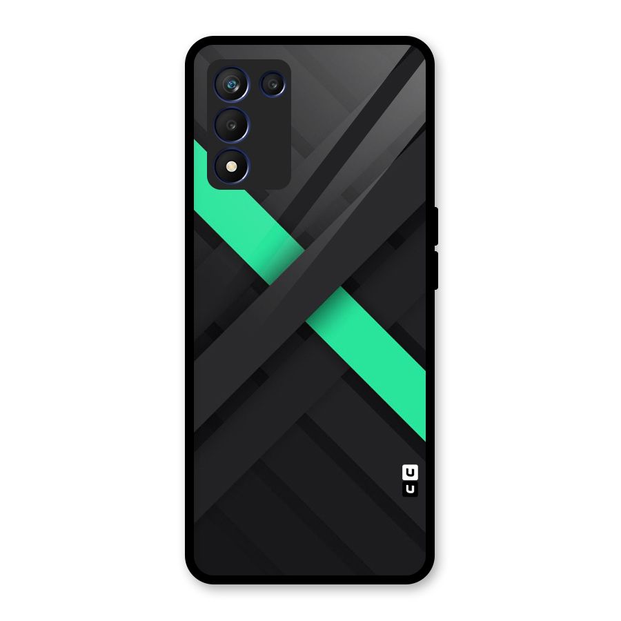 Green Stripe Diagonal Glass Back Case for Realme 9 5G Speed