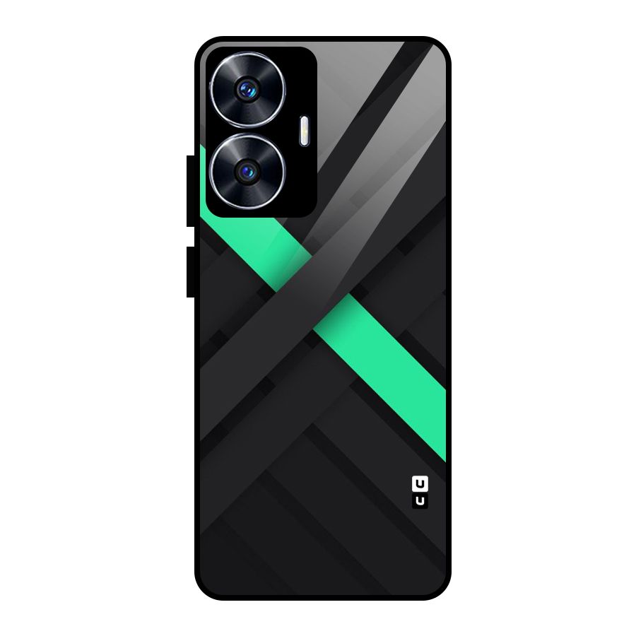 Green Stripe Diagonal Glass Back Case for Realme Narzo N55