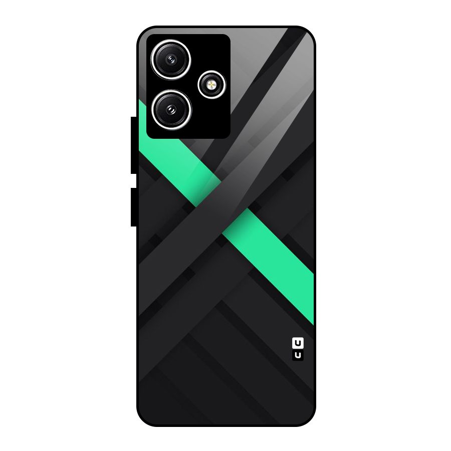 Green Stripe Diagonal Glass Back Case for Redmi 12 5G