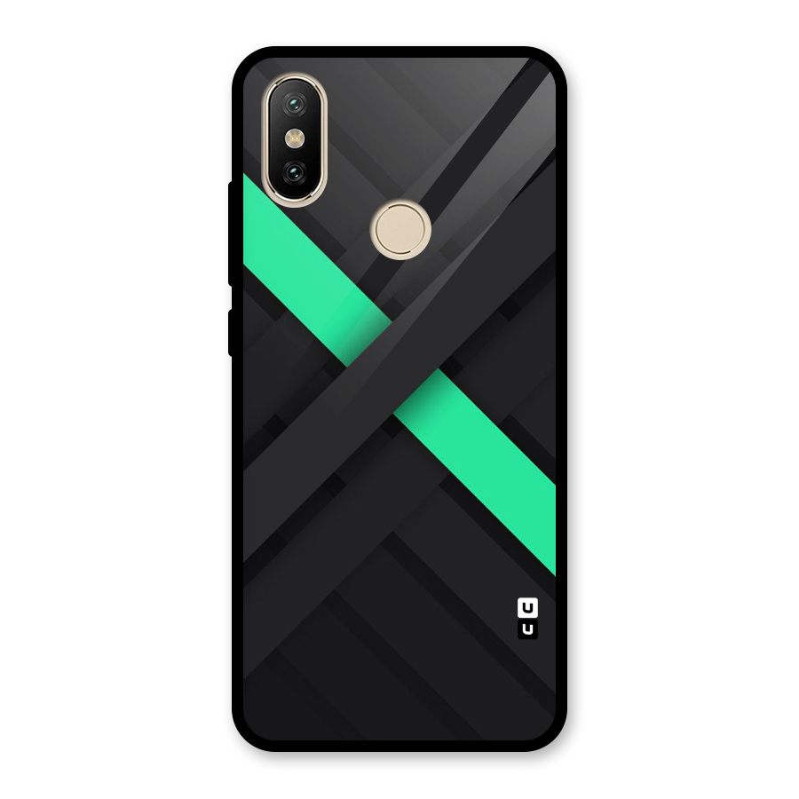 Green Stripe Diagonal Glass Back Case for Redmi A2