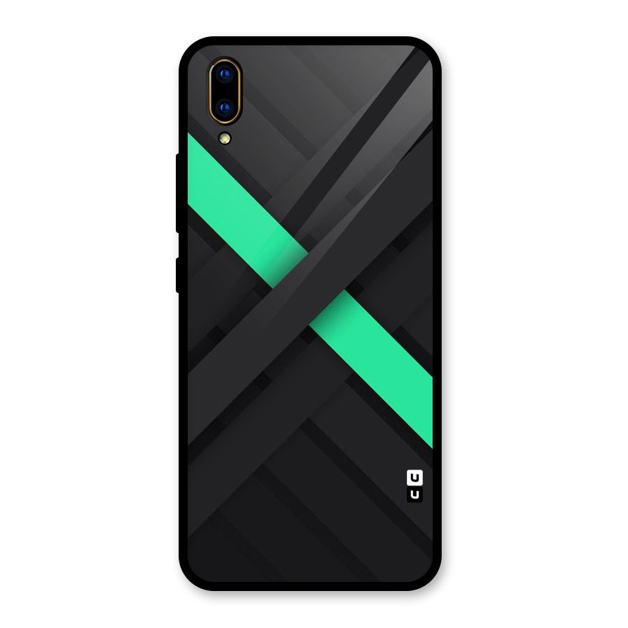 Green Stripe Diagonal Glass Back Case for Vivo V11 Pro