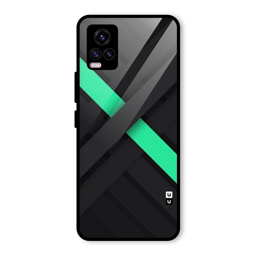 Green Stripe Diagonal Glass Back Case for Vivo V20 2021