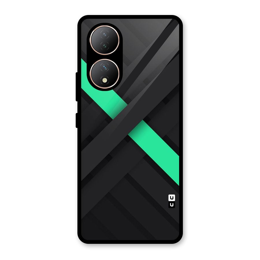 Green Stripe Diagonal Glass Back Case for Vivo Y100A