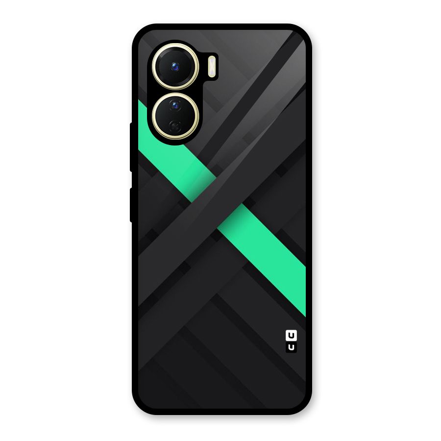 Green Stripe Diagonal Glass Back Case for Vivo Y16