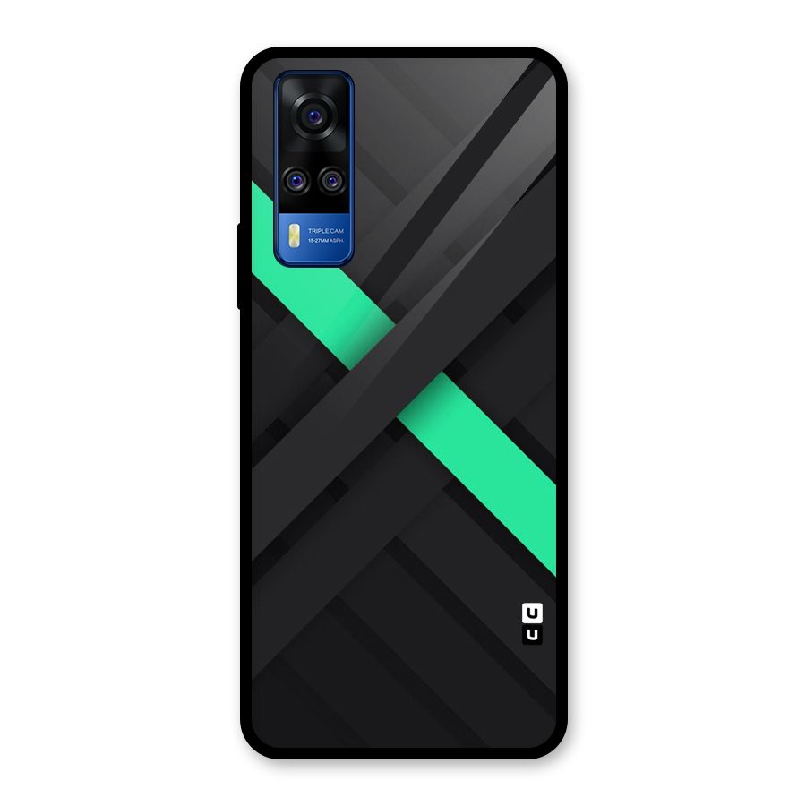 Green Stripe Diagonal Glass Back Case for Vivo Y31