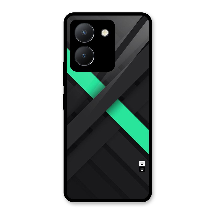 Green Stripe Diagonal Glass Back Case for Vivo Y36