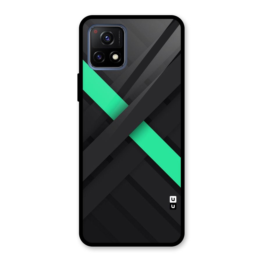Green Stripe Diagonal Glass Back Case for Vivo Y72 5G
