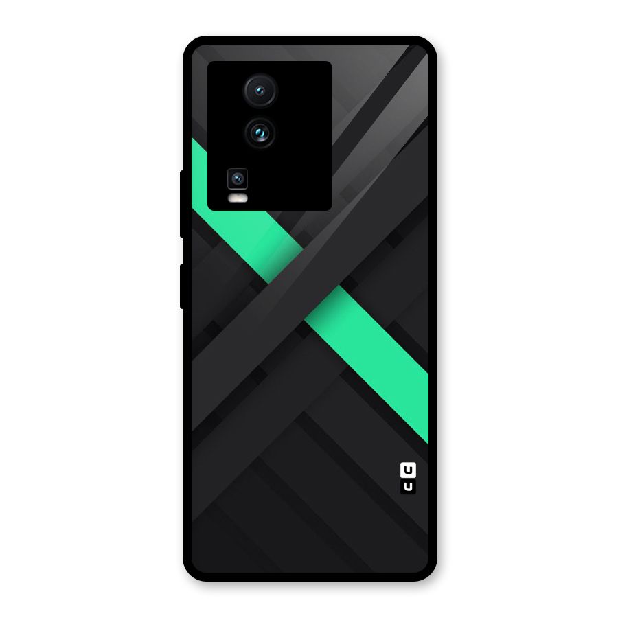 Green Stripe Diagonal Glass Back Case for Vivo iQOO Neo 7