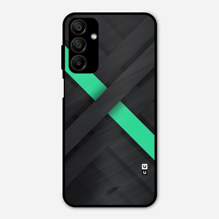 Green Stripe Diagonal Metal Back Case for Galaxy A15 5G