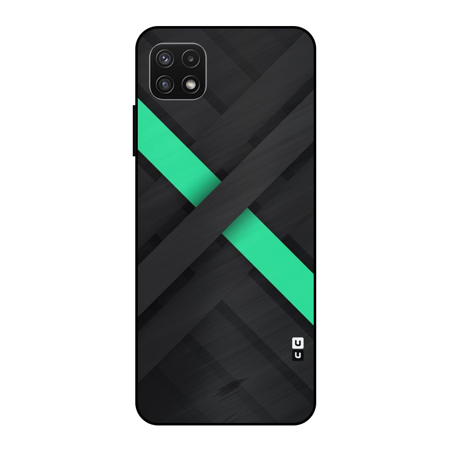 Green Stripe Diagonal Metal Back Case for Galaxy A22 5G