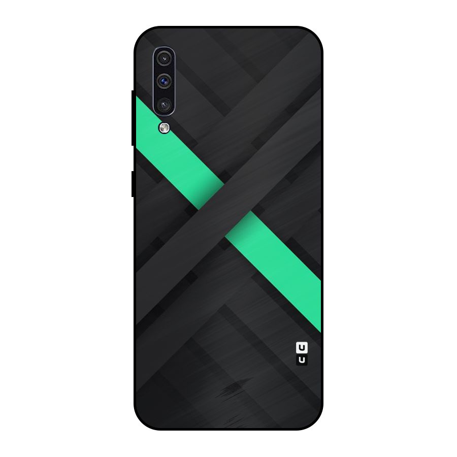 Green Stripe Diagonal Metal Back Case for Galaxy A30s