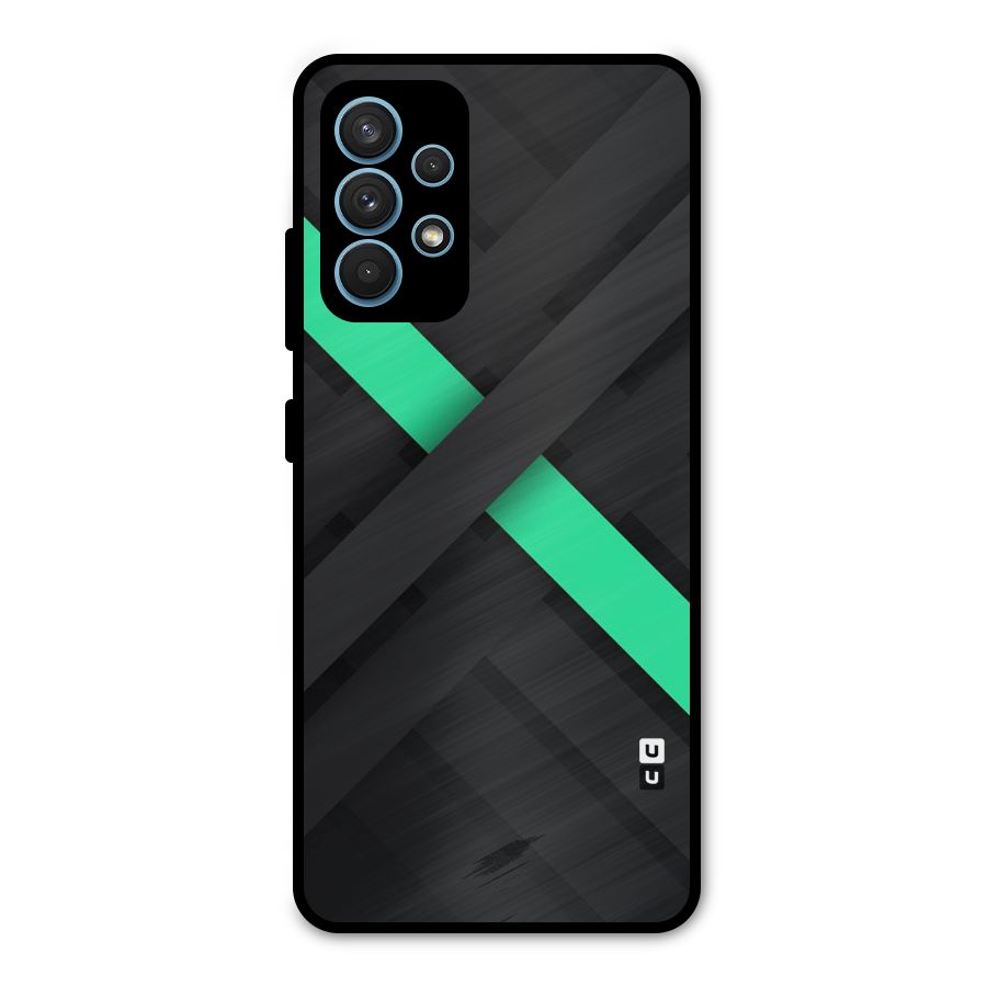 Green Stripe Diagonal Metal Back Case for Galaxy A32