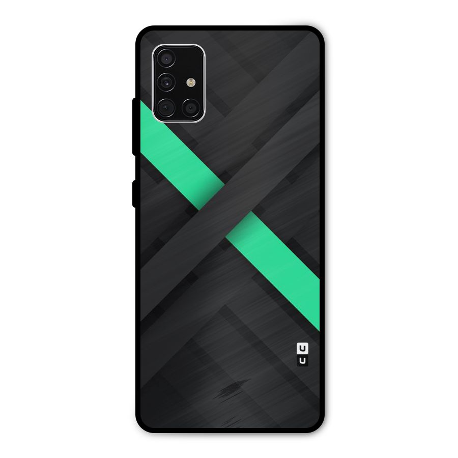 Green Stripe Diagonal Metal Back Case for Galaxy A51