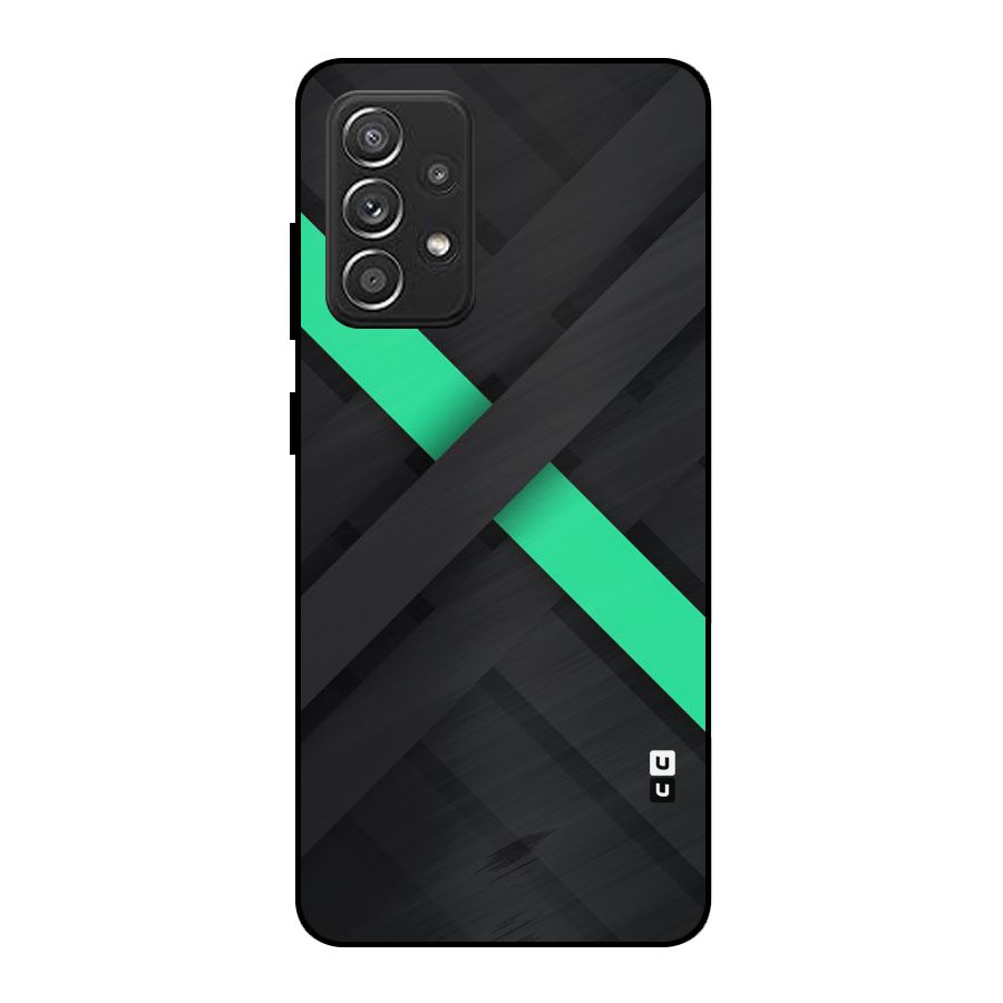 Green Stripe Diagonal Metal Back Case for Galaxy A52s 5G