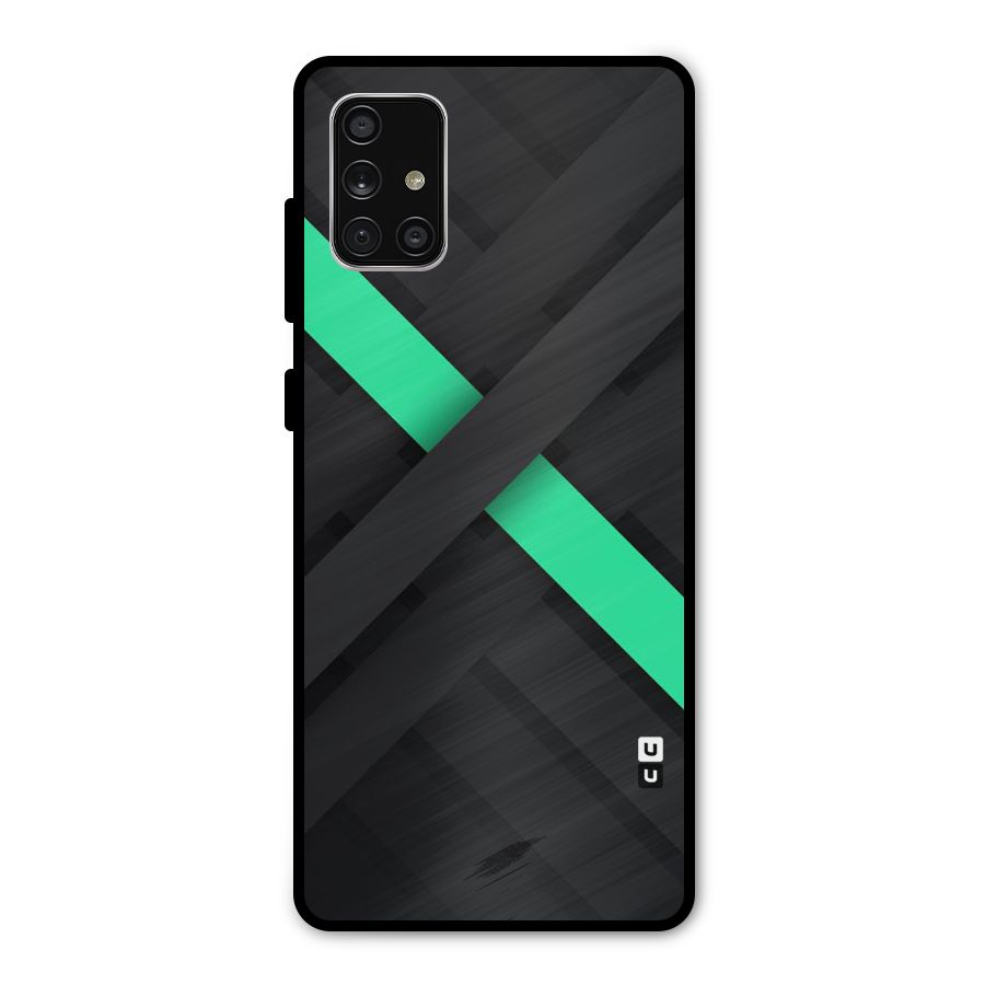 Green Stripe Diagonal Metal Back Case for Galaxy A71