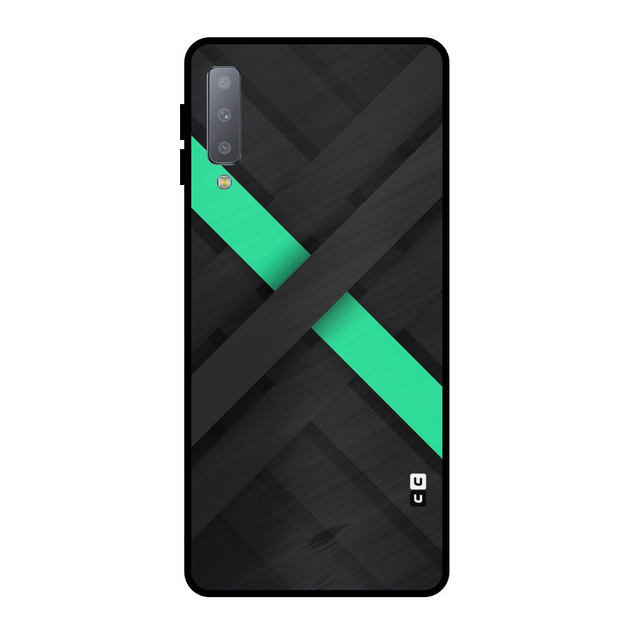 Green Stripe Diagonal Metal Back Case for Galaxy A7 (2018)