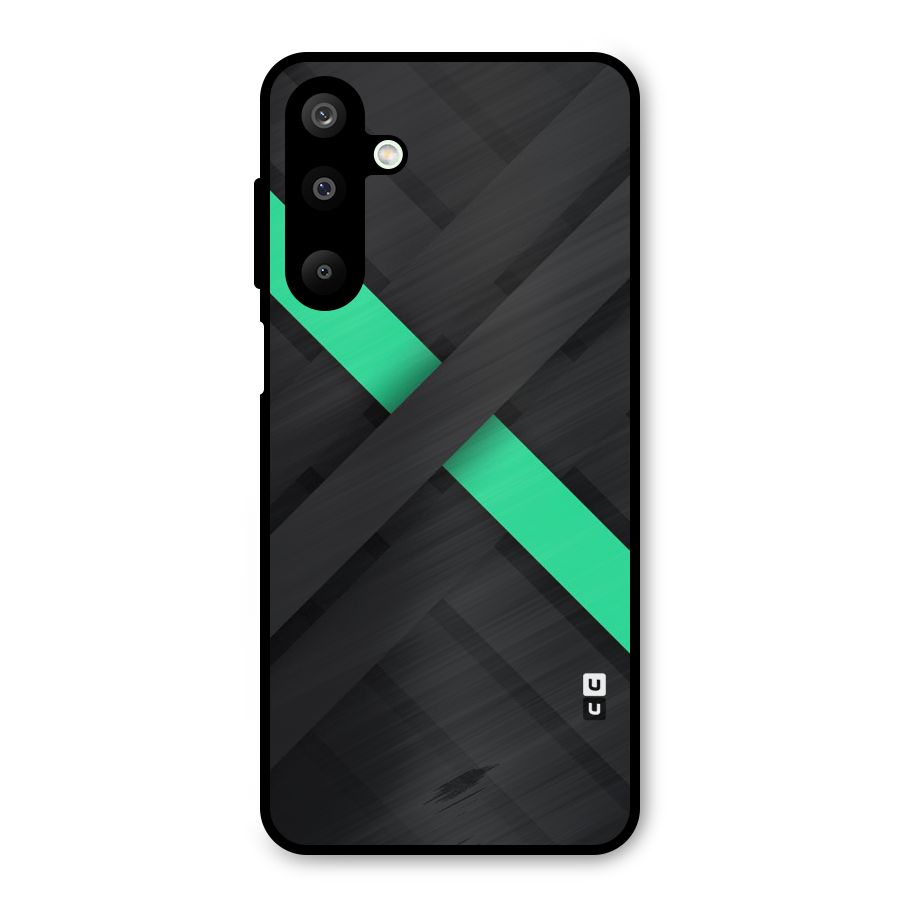 Green Stripe Diagonal Metal Back Case for Galaxy M16
