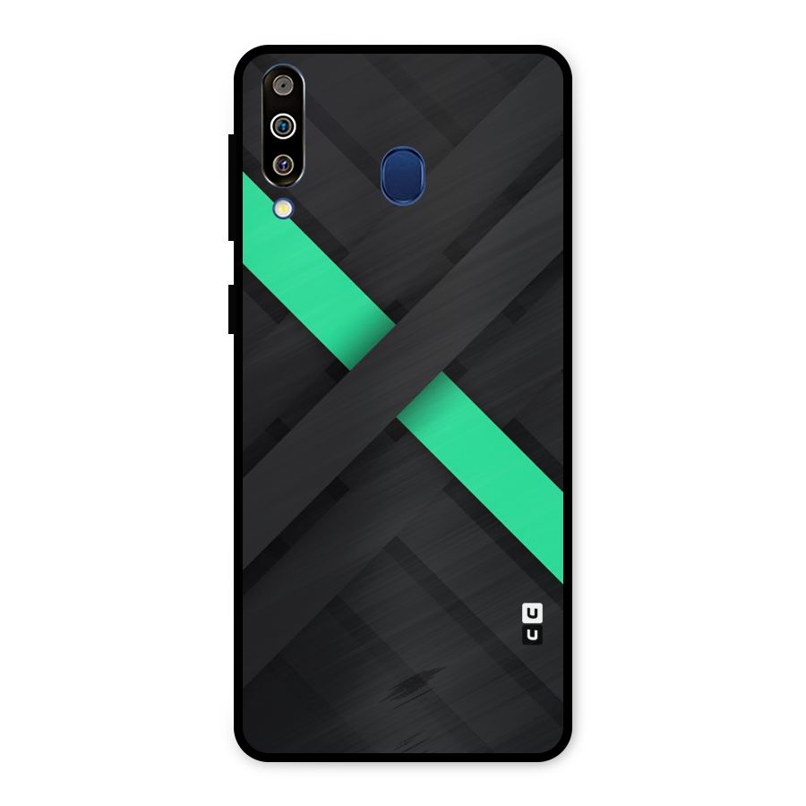 Green Stripe Diagonal Metal Back Case for Galaxy M30