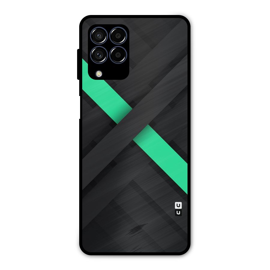 Green Stripe Diagonal Metal Back Case for Galaxy M53 5G