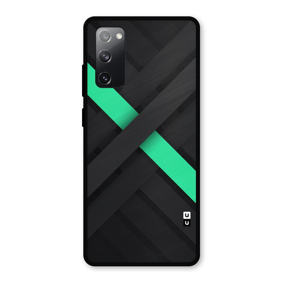 Green Stripe Diagonal Metal Back Case for Galaxy S20 FE 5G
