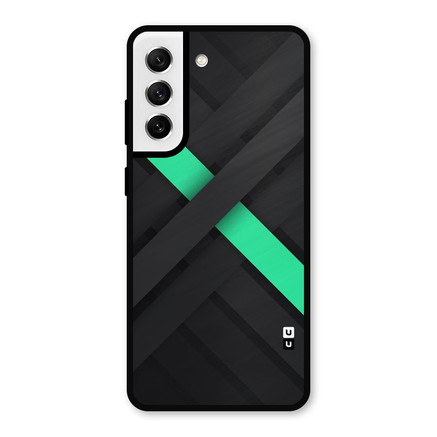 Green Stripe Diagonal Metal Back Case for Galaxy S21 FE 5G