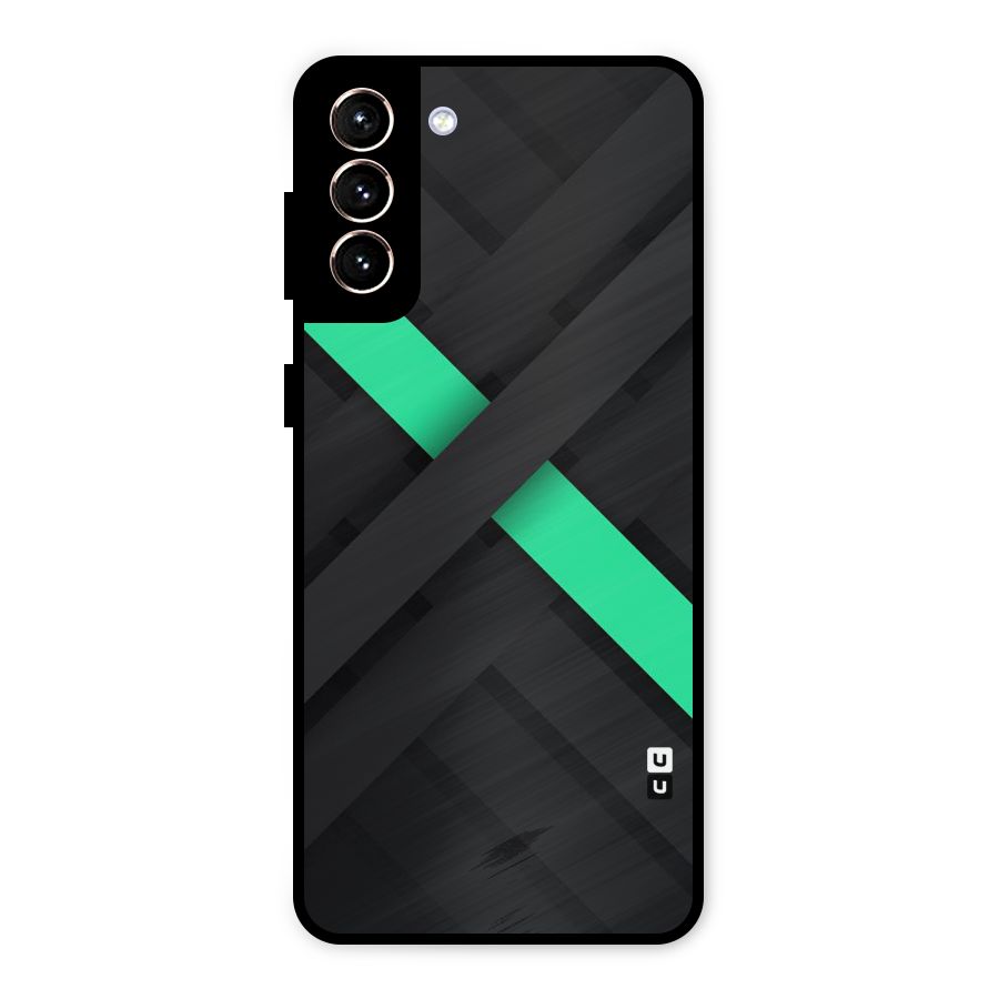 Green Stripe Diagonal Metal Back Case for Galaxy S21 Plus
