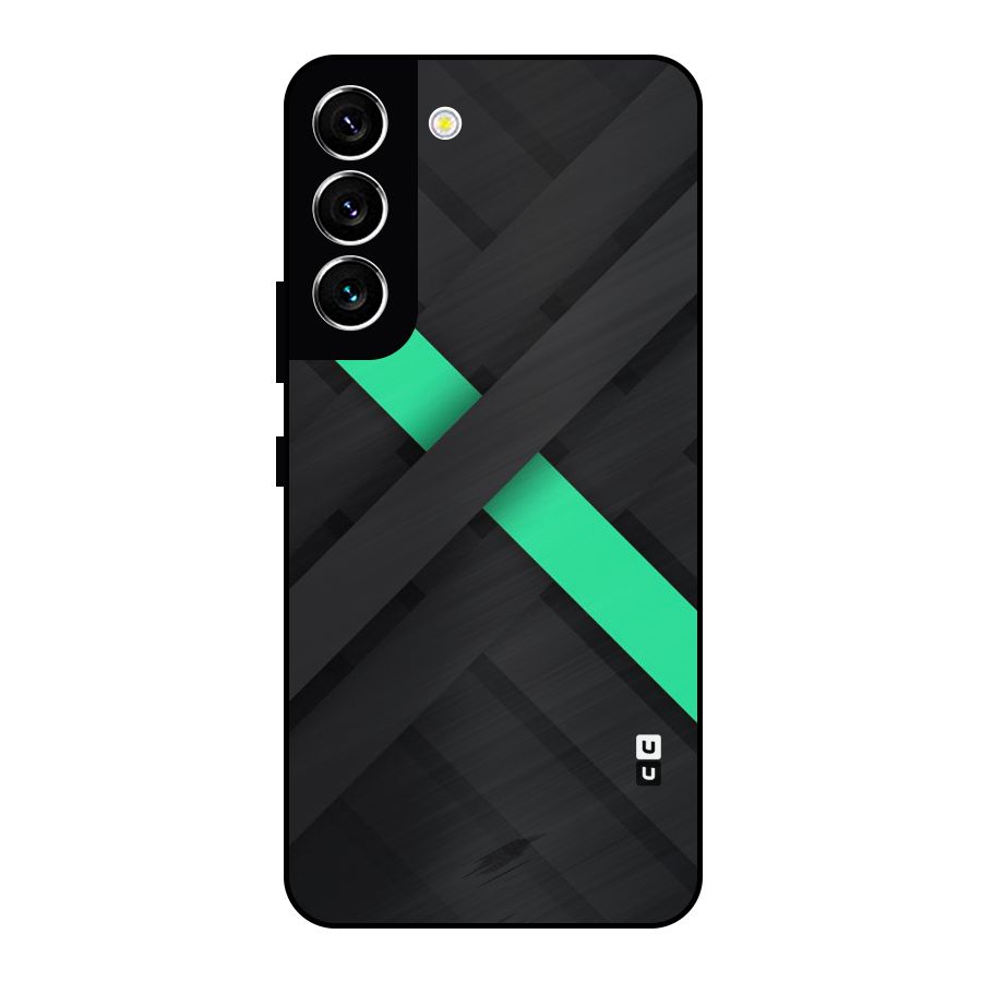 Green Stripe Diagonal Metal Back Case for Galaxy S22 5G
