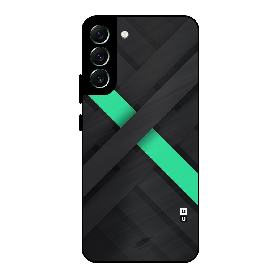 Green Stripe Diagonal Metal Back Case for Galaxy S22 Plus 5G
