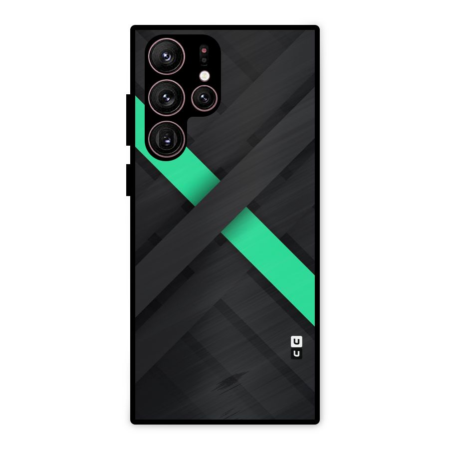 Green Stripe Diagonal Metal Back Case for Galaxy S22 Ultra 5G