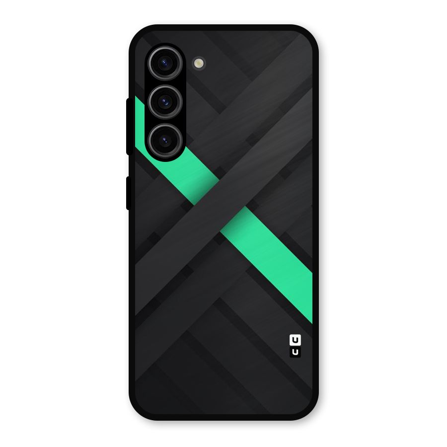 Green Stripe Diagonal Metal Back Case for Galaxy S23