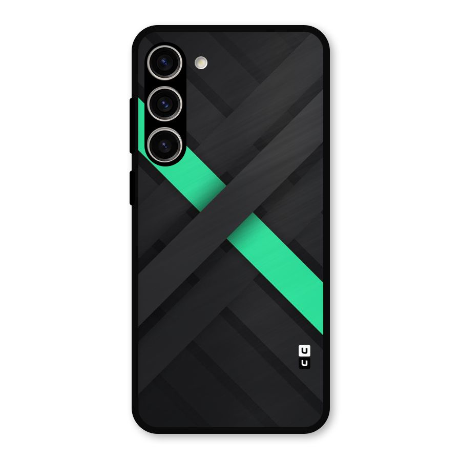 Green Stripe Diagonal Metal Back Case for Galaxy S23 Plus