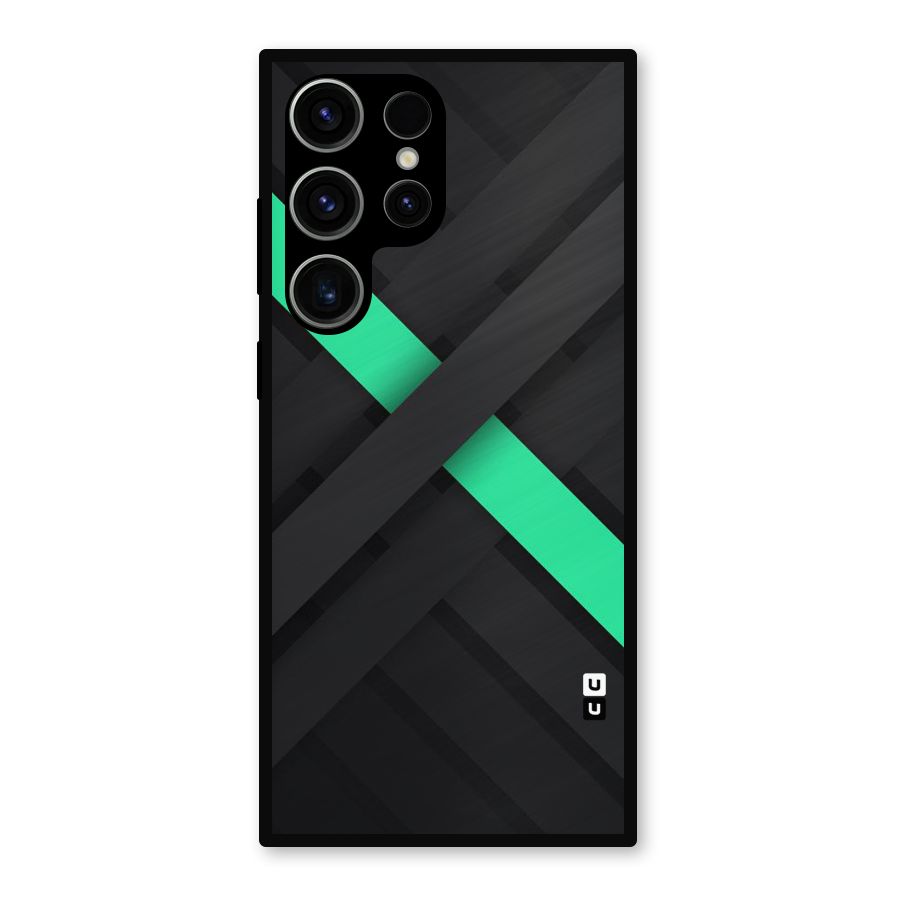 Green Stripe Diagonal Metal Back Case for Galaxy S23 Ultra