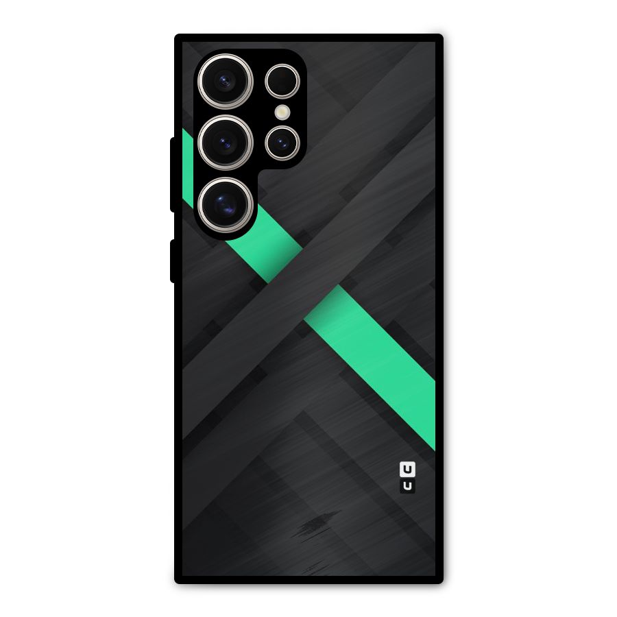 Green Stripe Diagonal Metal Back Case for Galaxy S24 Ultra