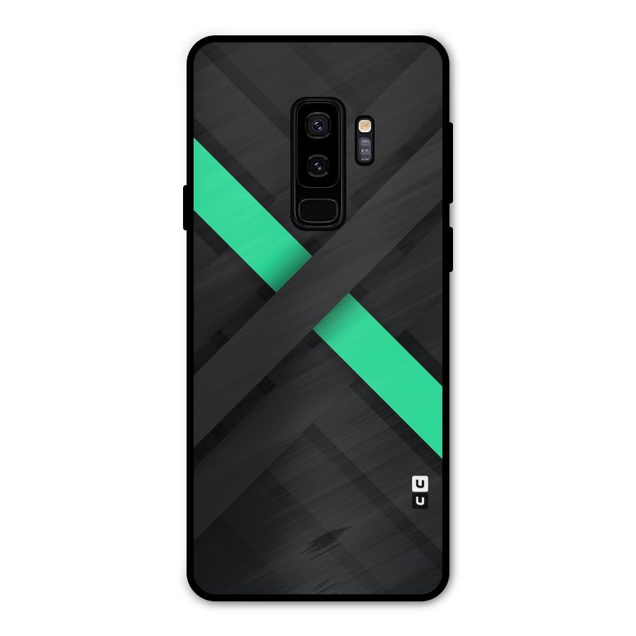 Green Stripe Diagonal Metal Back Case for Galaxy S9 Plus