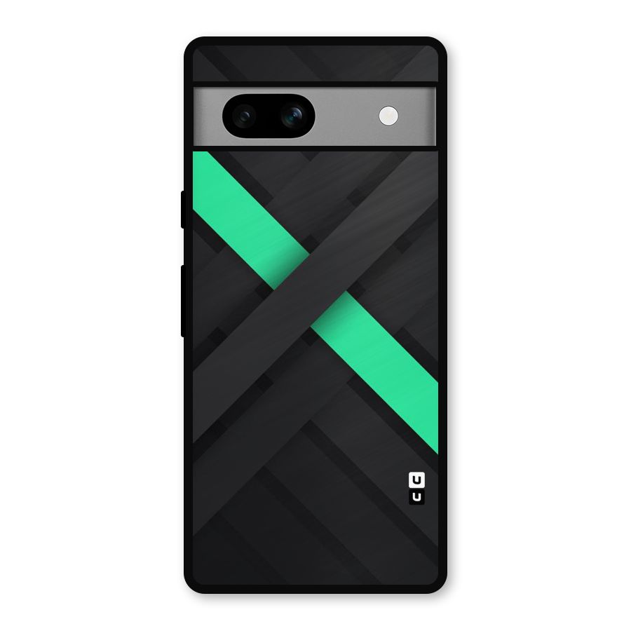 Green Stripe Diagonal Metal Back Case for Google Pixel 7a