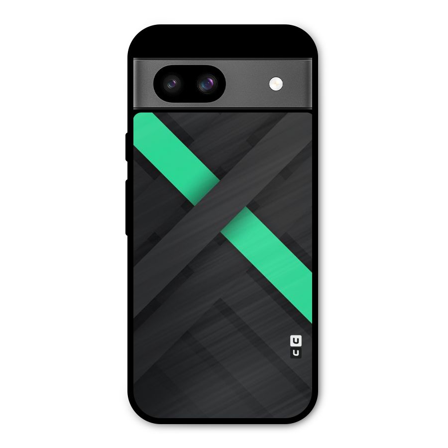 Green Stripe Diagonal Metal Back Case for Google Pixel 8a