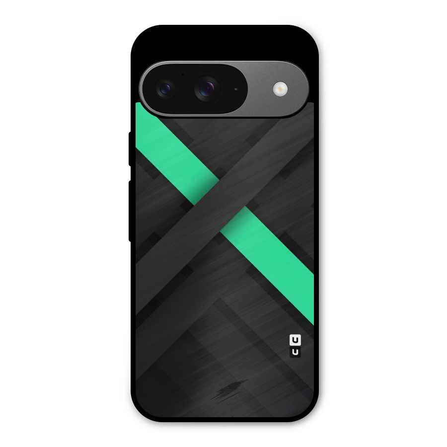Green Stripe Diagonal Metal Back Case for Google Pixel 9