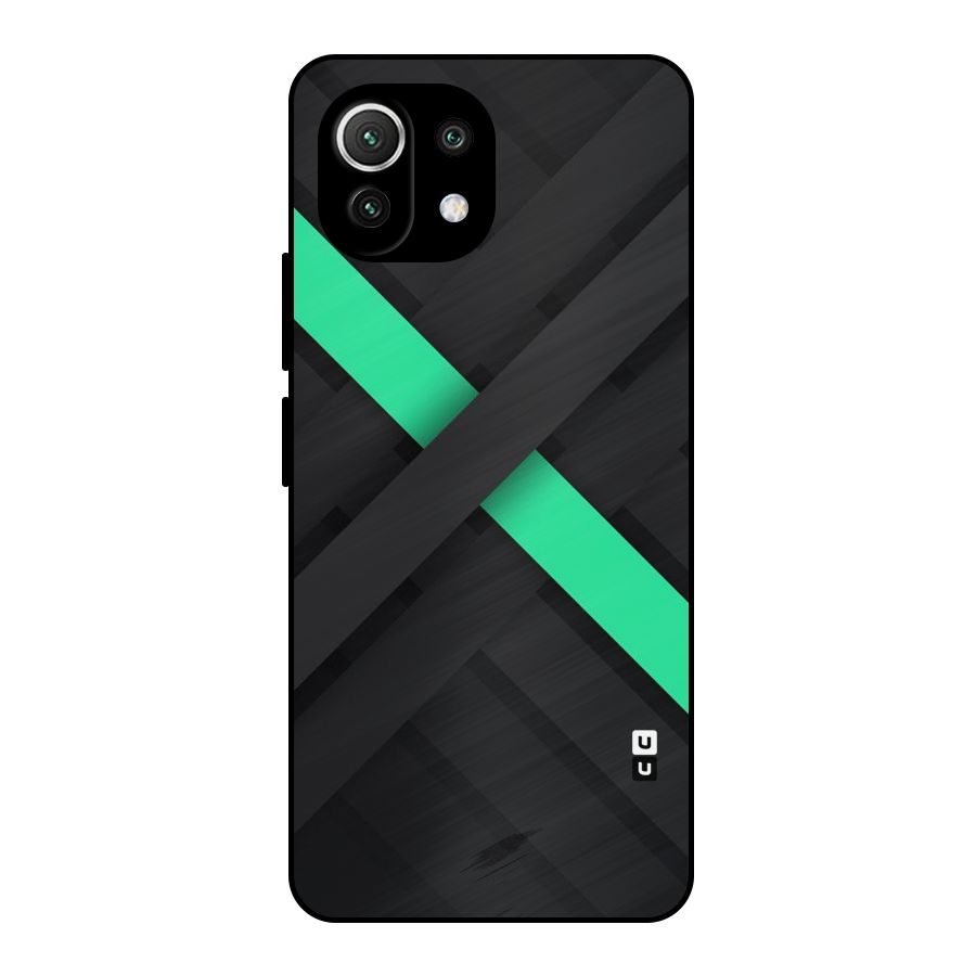 Green Stripe Diagonal Metal Back Case for Mi 11 Lite