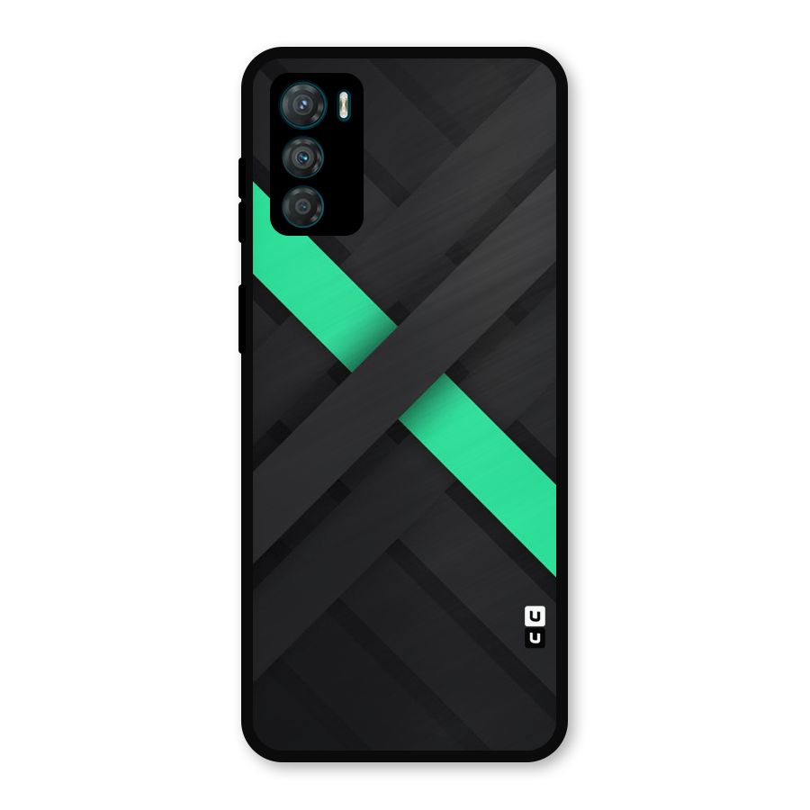 Green Stripe Diagonal Metal Back Case for Moto G42
