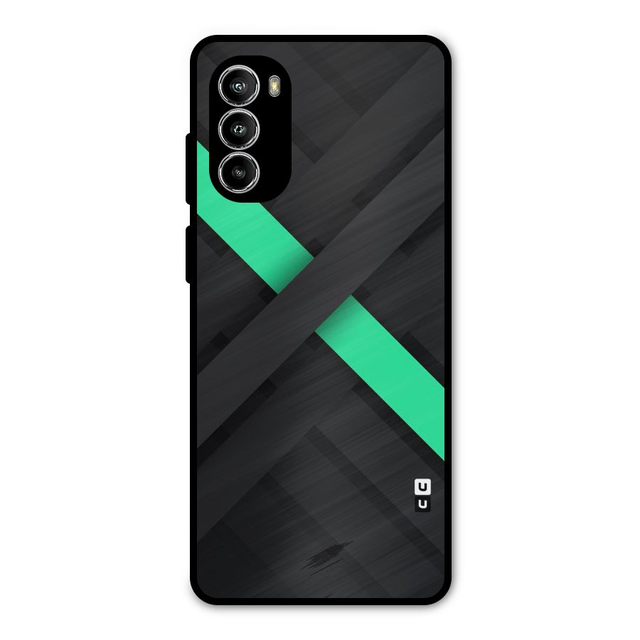 Green Stripe Diagonal Metal Back Case for Moto G52