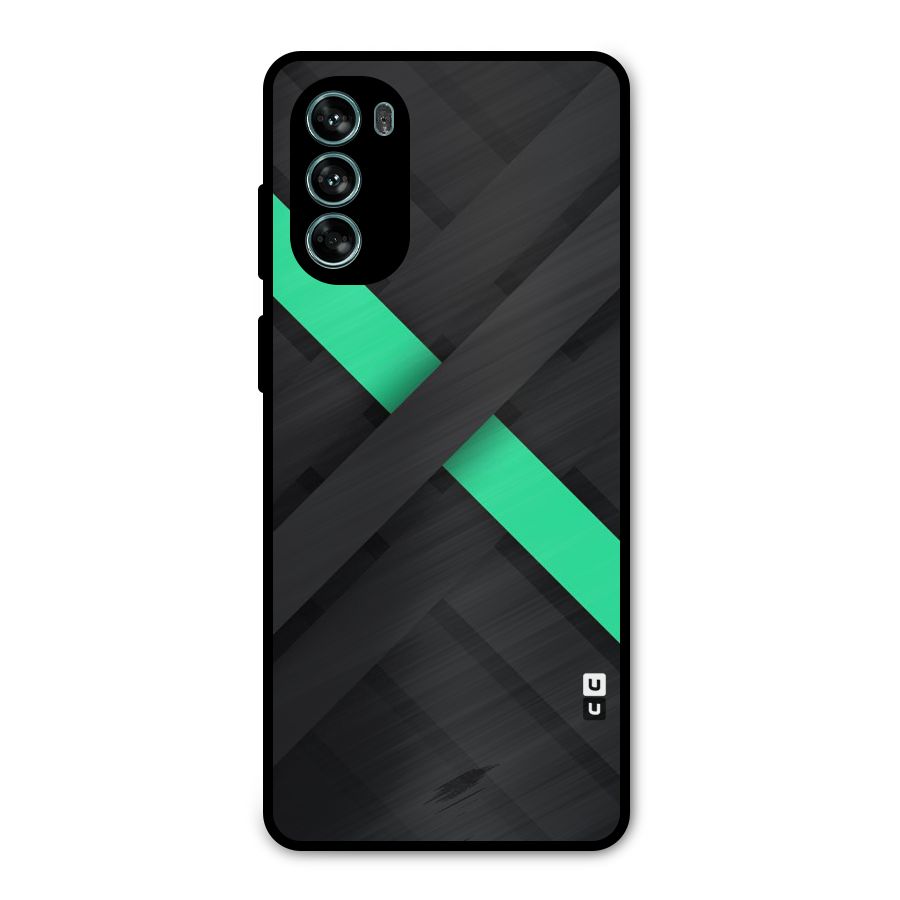 Green Stripe Diagonal Metal Back Case for Moto G62