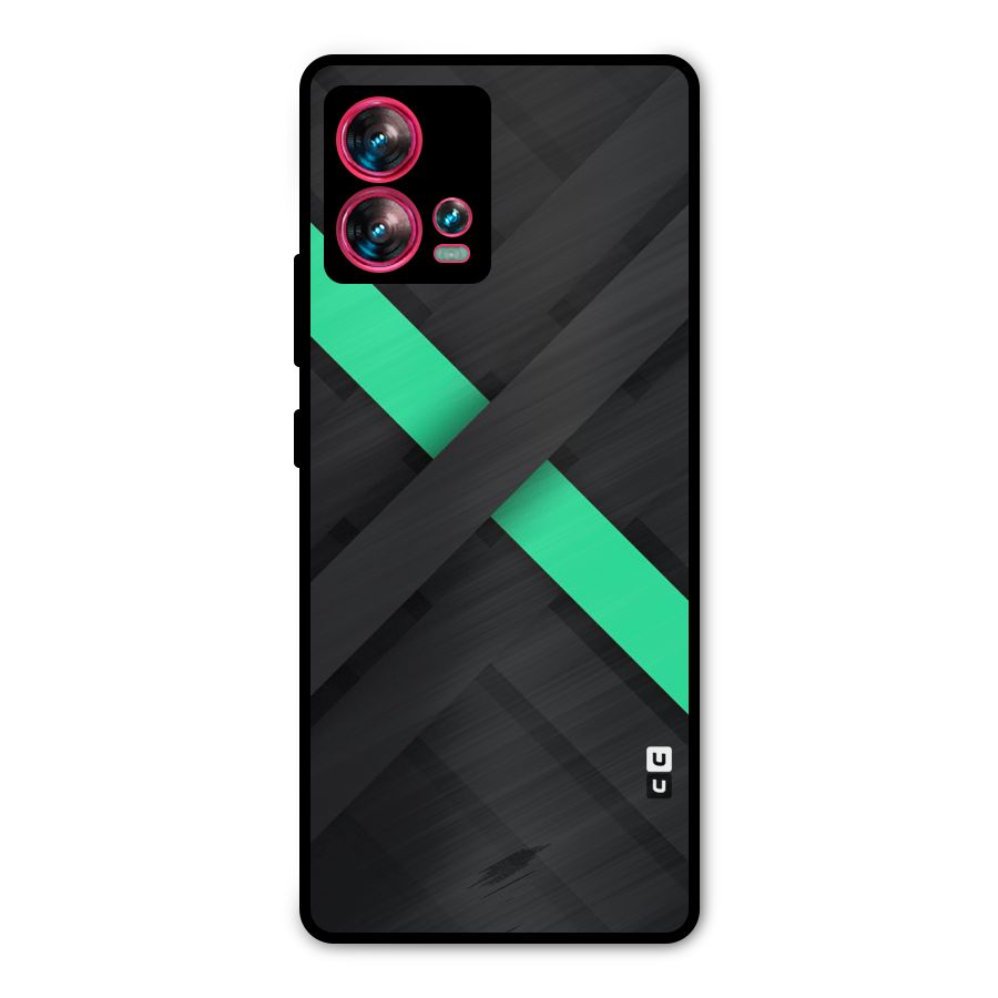 Green Stripe Diagonal Metal Back Case for Motorola Edge 30 Fusion