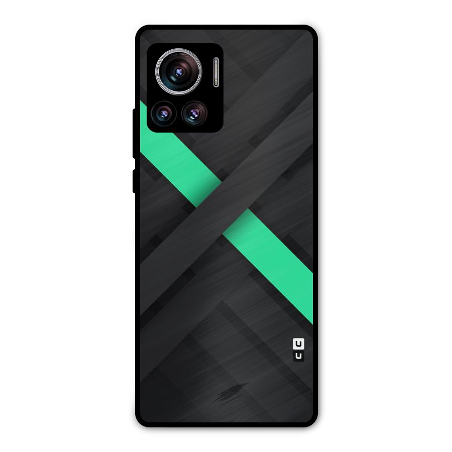 Green Stripe Diagonal Metal Back Case for Motorola Edge 30 Ultra