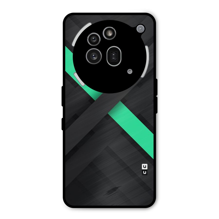 Green Stripe Diagonal Metal Back Case for Nothing Phone 3a Pro