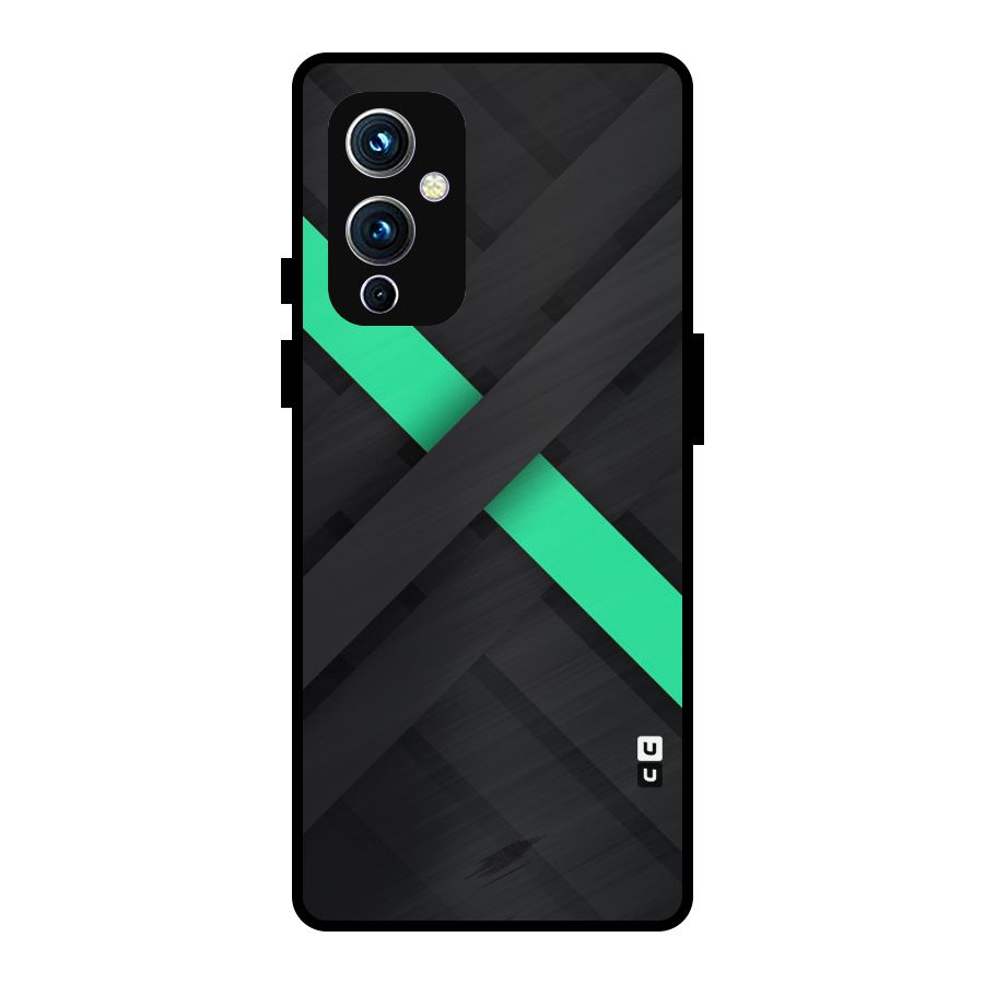 Green Stripe Diagonal Metal Back Case for OnePlus 9