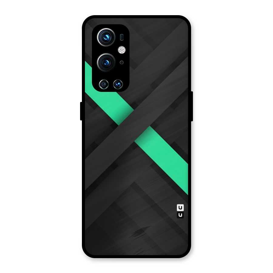 Green Stripe Diagonal Metal Back Case for OnePlus 9 Pro